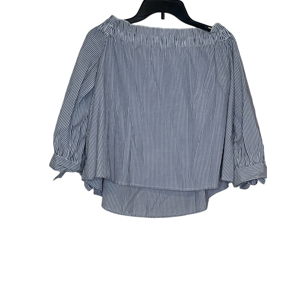 American Eagle Woven Striped Off The shoulder Flowy Top Ties Sleeve Medium Women - Picture 7 of 7